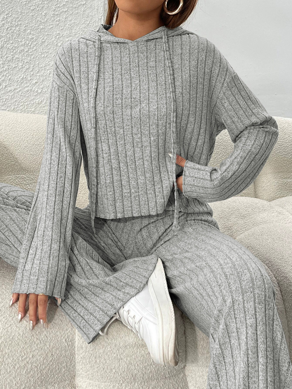 ZARA Simple Relaxed Hooded Loungewear 2-Piece Set Spring Summer Solid Color - Picture 5 of 6